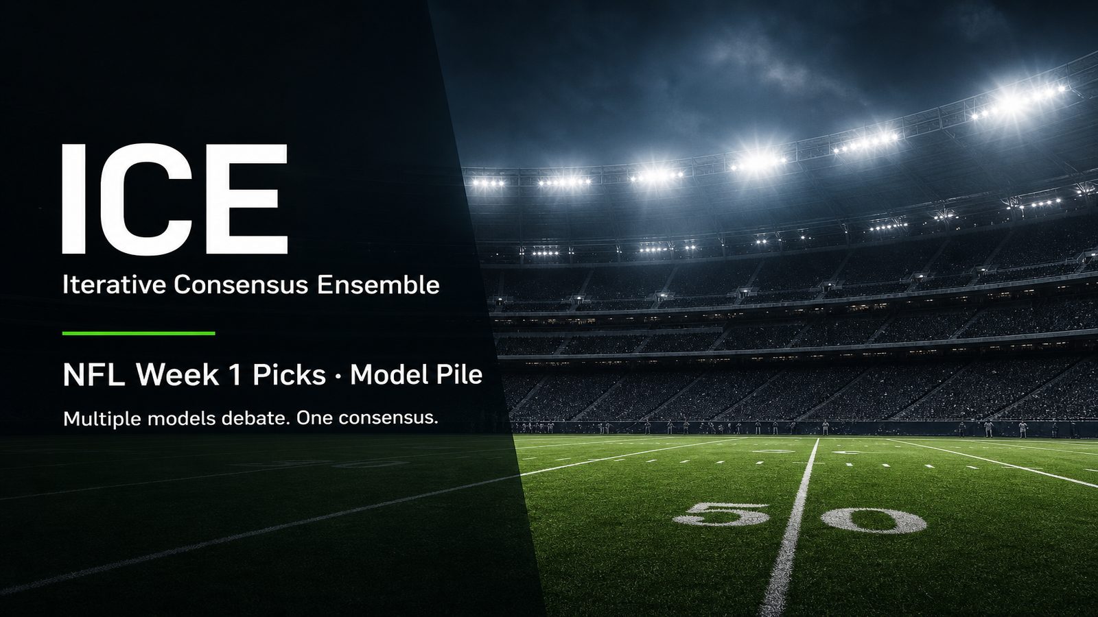 Stadium lights with ICE — Iterative Consensus Ensemble — NFL Week 1 Picks